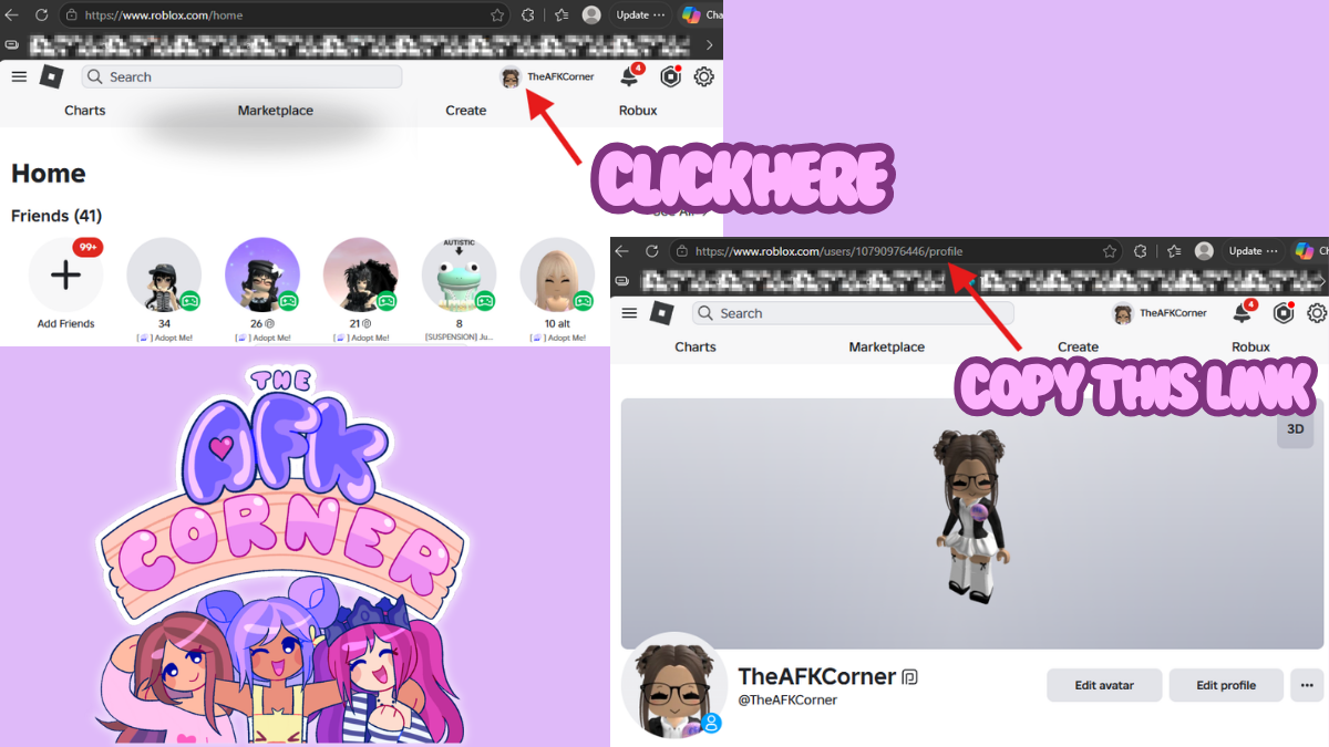 Computer Roblox profile link instructions